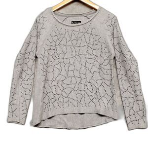 Marc New York Women Sz S Gray Metal Embellished Sweater Cotton Grunge Rocker